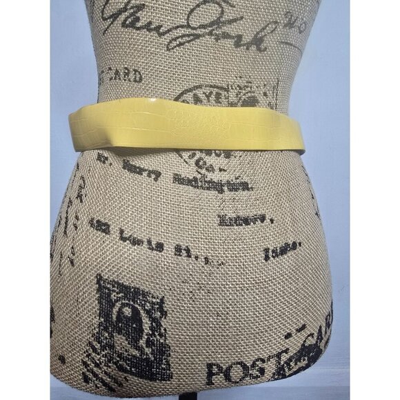 Vintage Yellow Bonded Leather Croc Python Chunky Belt - Picture 3 of 13